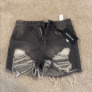 PrettyLittleThing Black Jean Shorts
